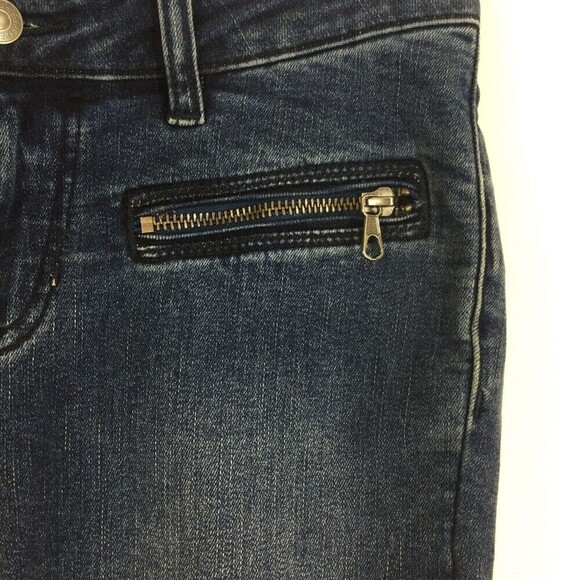 Free People We The Free Jet Pocket Zip Skinny Ankle Blue Denim Jeans Size 28 - Picture 6 of 10